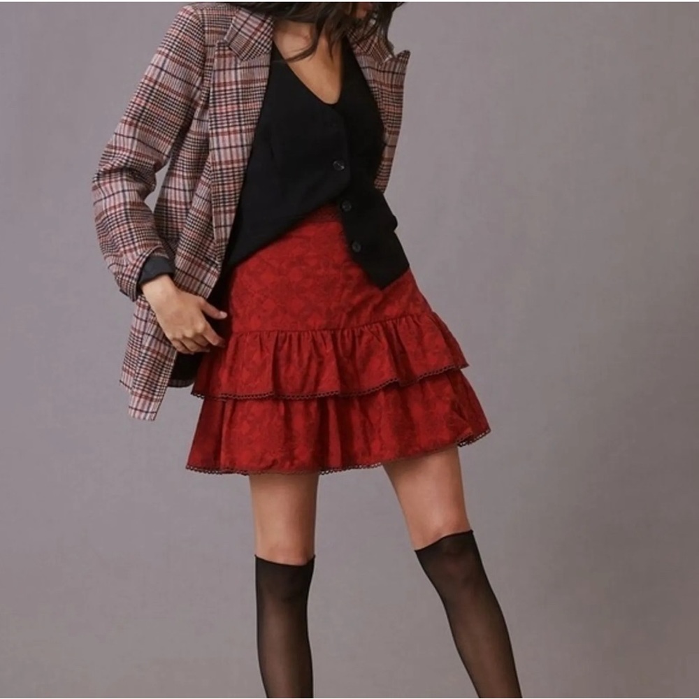 Anthropologie Maeve Embroidered Mini Skirt New  NWT